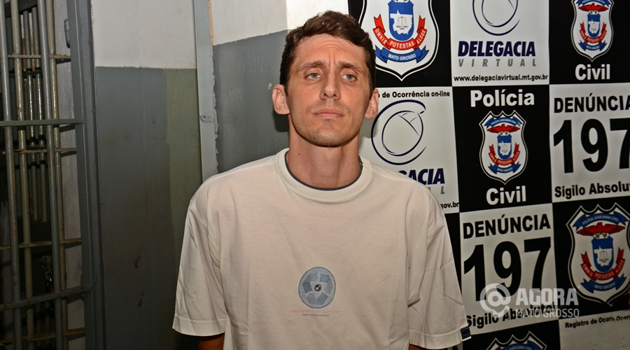 Thiago Scariezini Rodrigues preso pelo Grupo GARRA da Polícia Civil de Rondonópolis - Messias Filho / AGORA MT